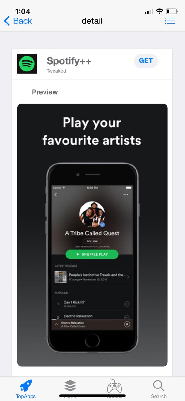 DOWNLOAD SPOTIFY++ USING TOPSTORE