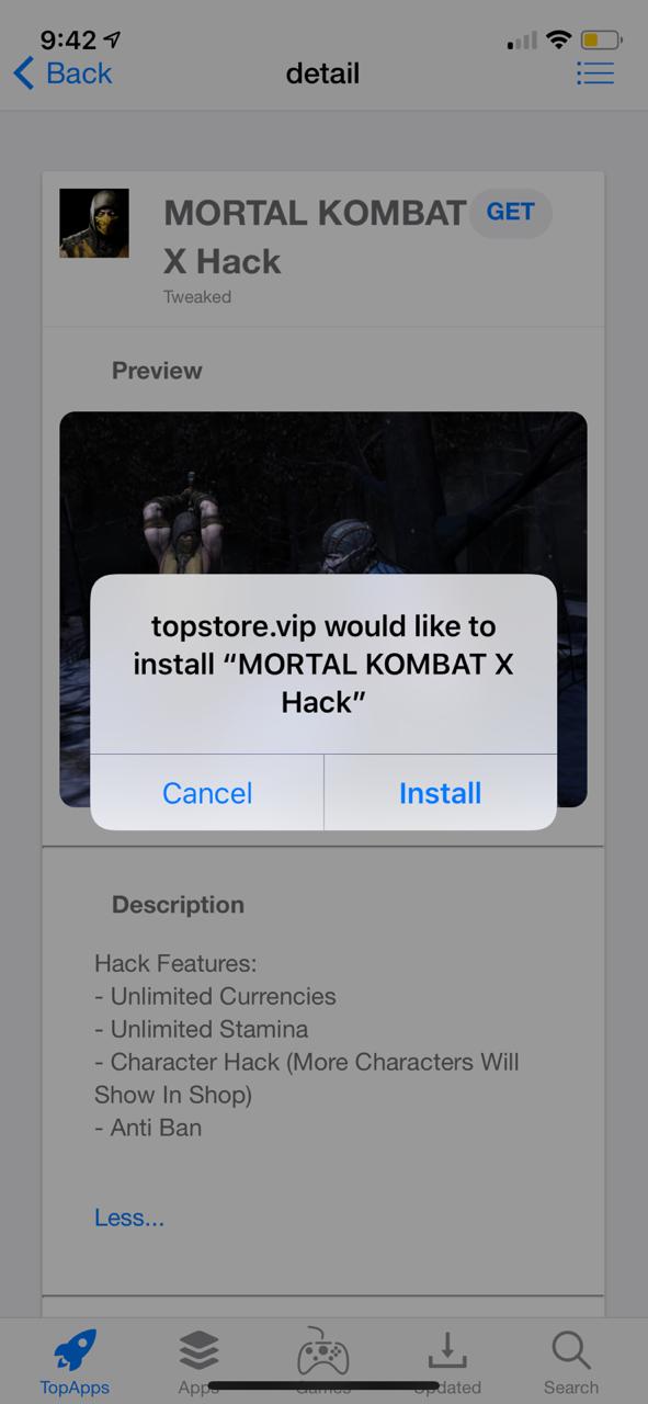 Install Mortal Kombat X Hack on iOS