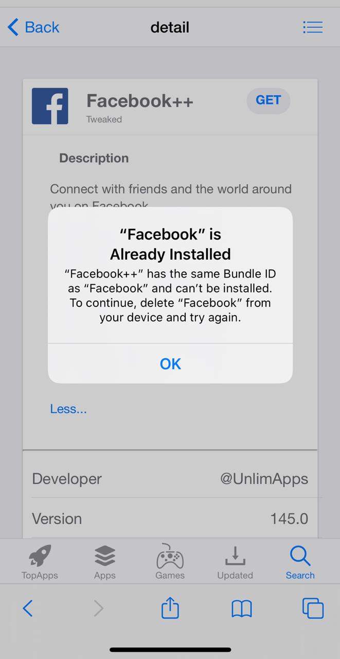 install the original version facebook++