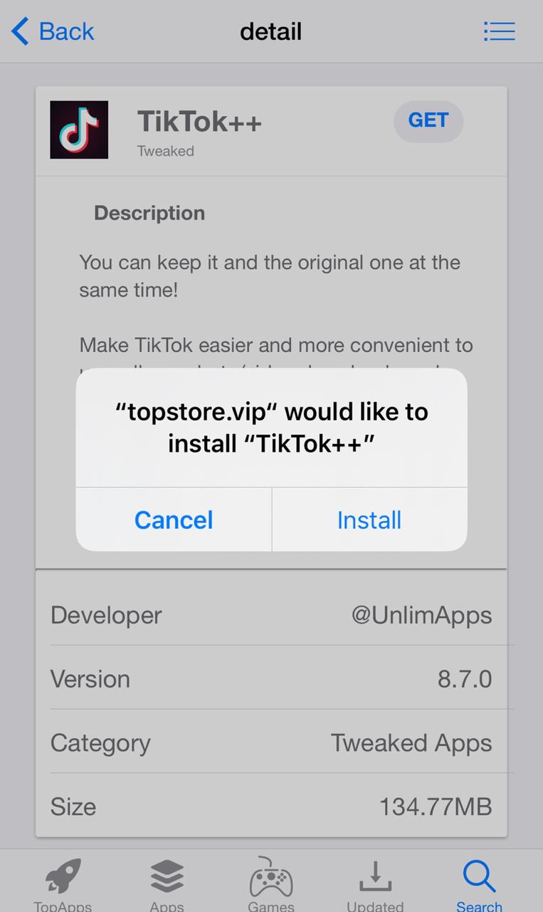 Install 'TikTok++' App