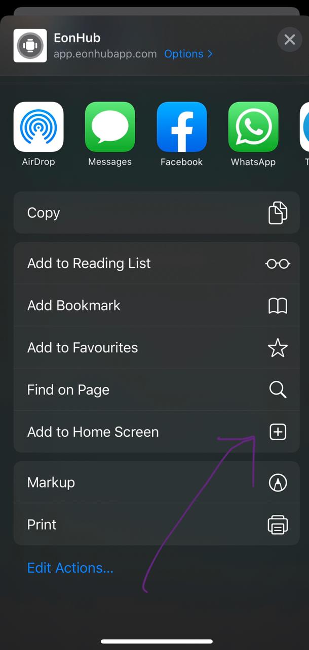 Add to Home Screen - EonHub App 