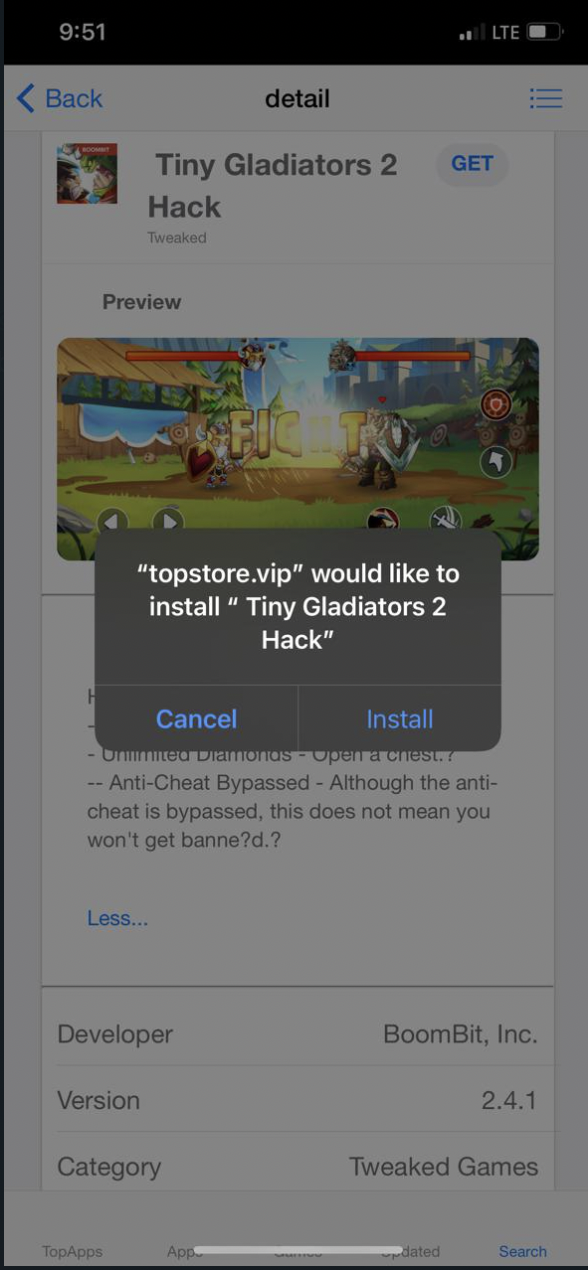Install Tiny Gladiators 2 Mod Game Hack on iOS