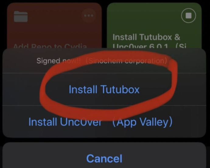 Install TuTuBox prompt on iPhone