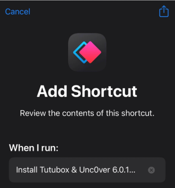 Downloading TuTuBox Siri Shortcut on iPhone