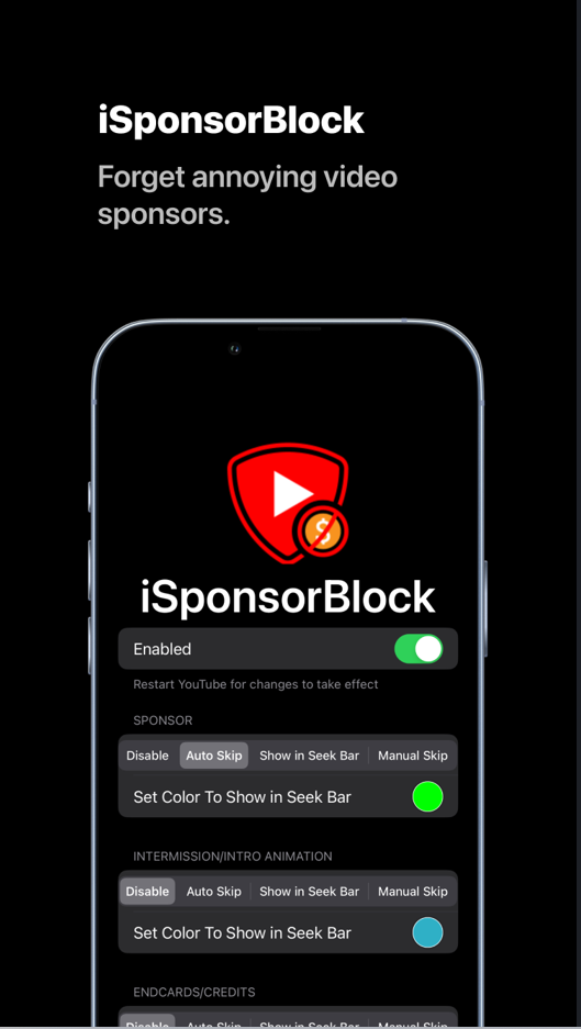 iSponserBlock on YTLite Plus